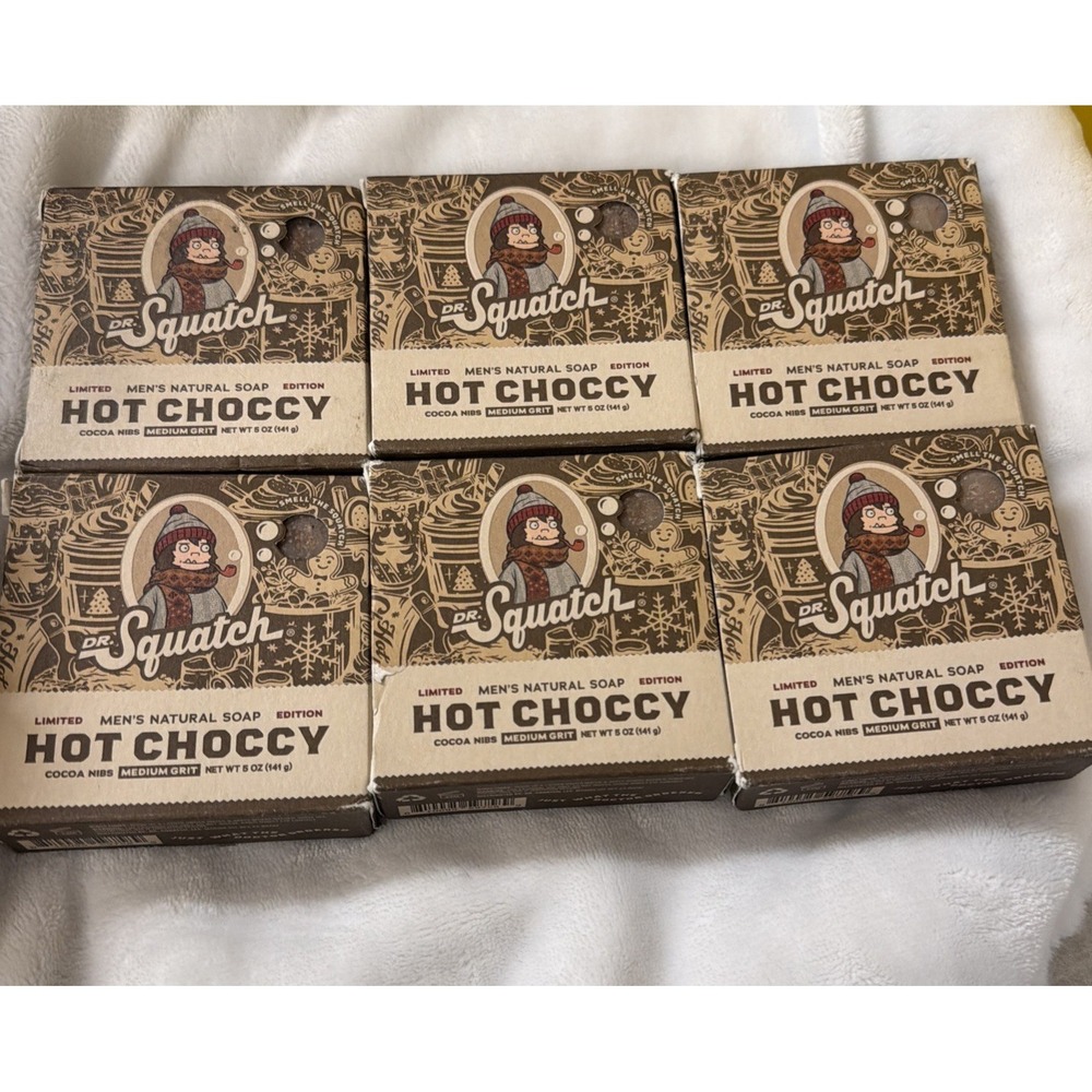Dr. Squatch Hot Choccy Mens Natural Bar Soap Limited Edition Holiday 5oz-6 Pack!